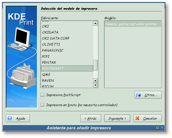 Modelo de la impresora